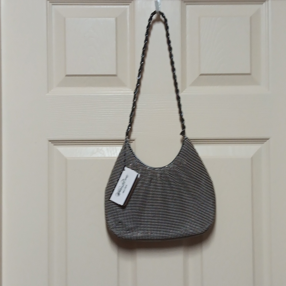 Whiting & Davis  Silver Beaded Purse Bag NWT